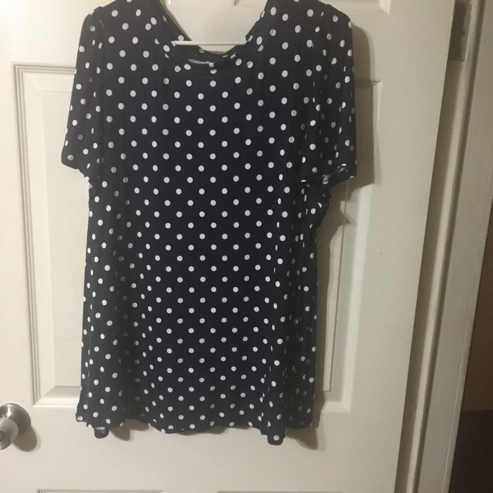 Lane Bryant Navy Tunic with White Polka Dots